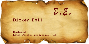 Dicker Emil névjegykártya